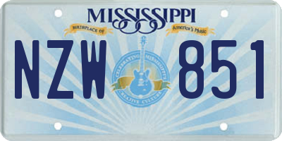 MS license plate NZW851