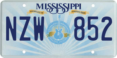 MS license plate NZW852