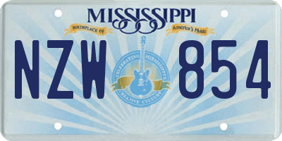 MS license plate NZW854