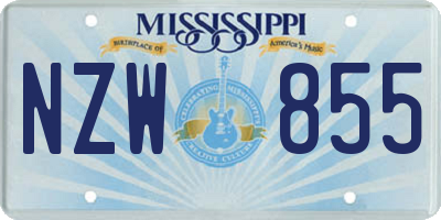 MS license plate NZW855