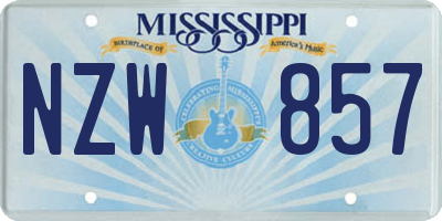 MS license plate NZW857