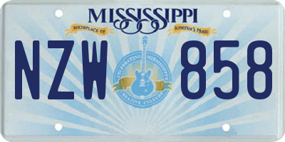 MS license plate NZW858