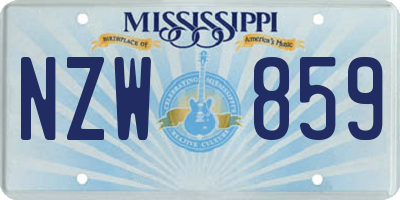 MS license plate NZW859