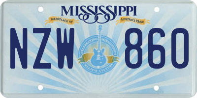 MS license plate NZW860