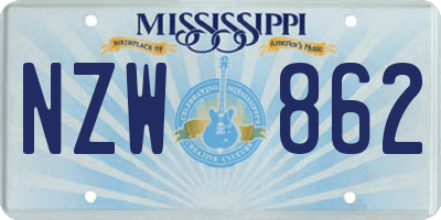MS license plate NZW862