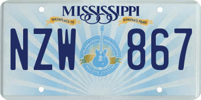 MS license plate NZW867