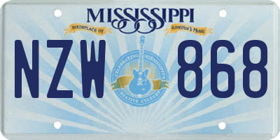 MS license plate NZW868