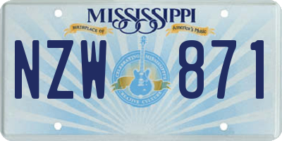 MS license plate NZW871