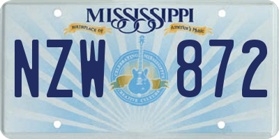 MS license plate NZW872