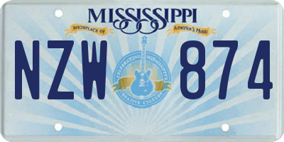 MS license plate NZW874