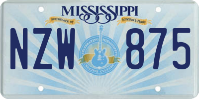 MS license plate NZW875