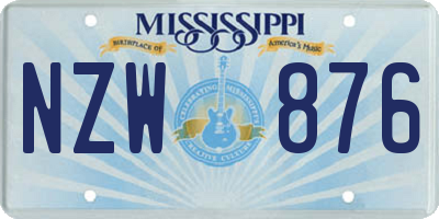 MS license plate NZW876
