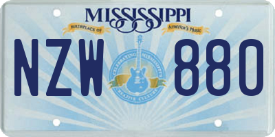 MS license plate NZW880