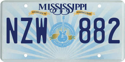MS license plate NZW882