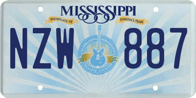 MS license plate NZW887