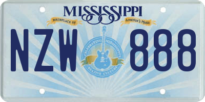 MS license plate NZW888