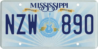 MS license plate NZW890