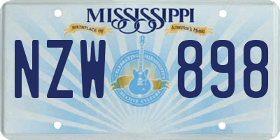 MS license plate NZW898