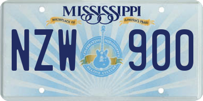 MS license plate NZW900