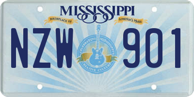 MS license plate NZW901