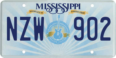MS license plate NZW902