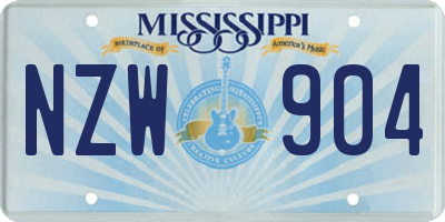 MS license plate NZW904