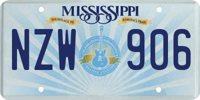 MS license plate NZW906