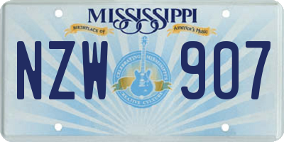 MS license plate NZW907