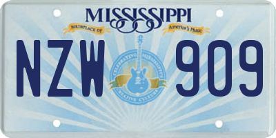 MS license plate NZW909