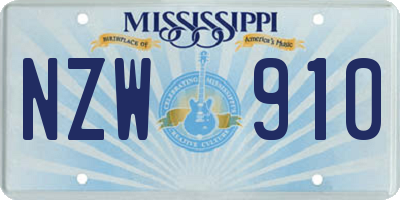 MS license plate NZW910
