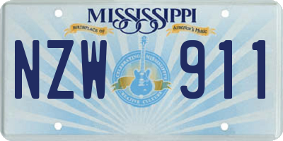 MS license plate NZW911