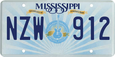 MS license plate NZW912
