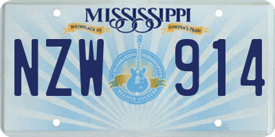 MS license plate NZW914