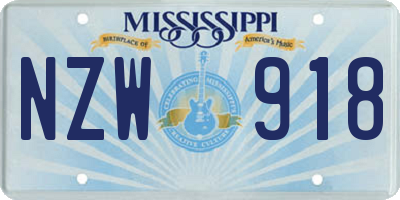 MS license plate NZW918