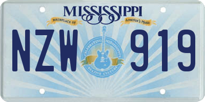 MS license plate NZW919