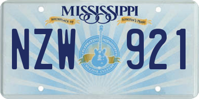 MS license plate NZW921