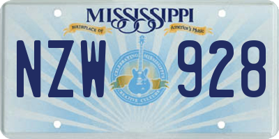 MS license plate NZW928