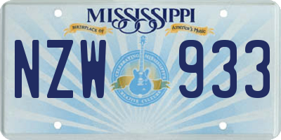 MS license plate NZW933
