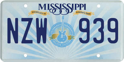 MS license plate NZW939