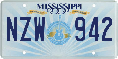 MS license plate NZW942