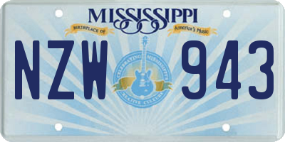 MS license plate NZW943