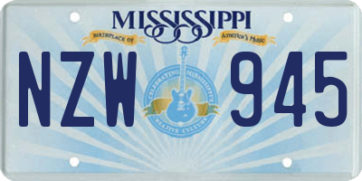 MS license plate NZW945