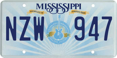 MS license plate NZW947