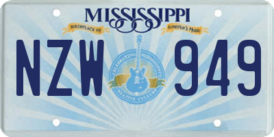 MS license plate NZW949
