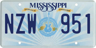 MS license plate NZW951
