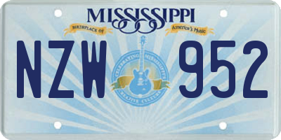MS license plate NZW952