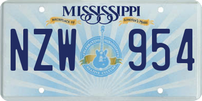 MS license plate NZW954
