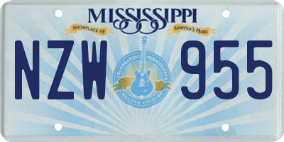 MS license plate NZW955