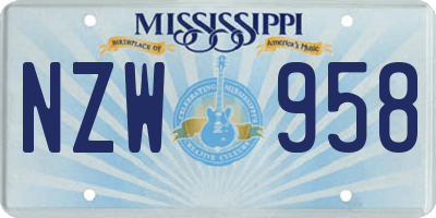 MS license plate NZW958