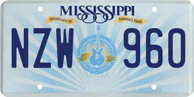 MS license plate NZW960